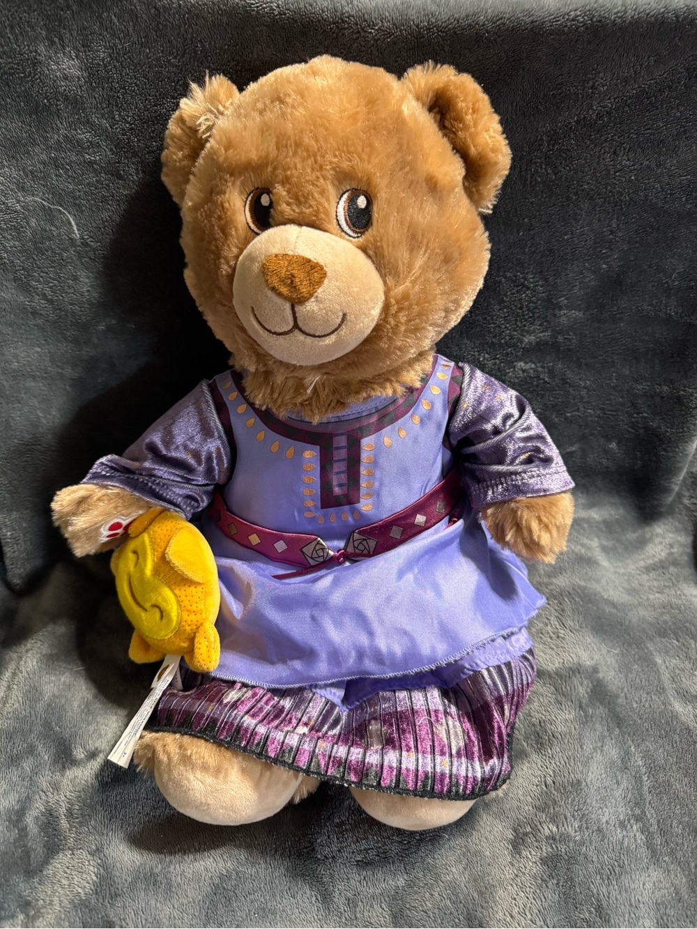Build-A-Bear Workshop Brown Teddy Bear With Disney Wish Dress & Star Wristlet
